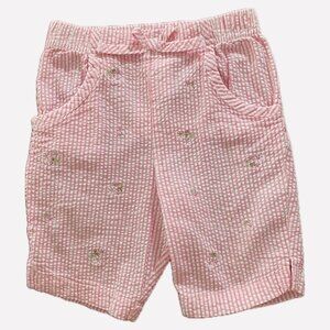 Vintage seersucker embroidered floral culottes - size 9 months